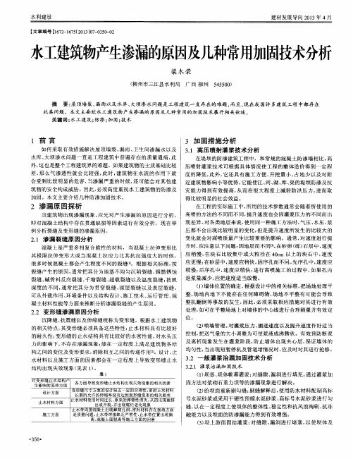 水工建筑物产生渗漏的原因及几种常用加固技术分析