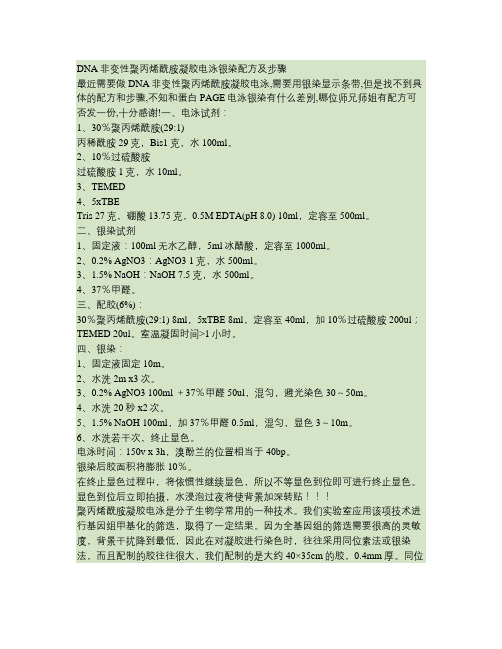 DNA非变性聚丙烯酰胺凝胶电泳银染配方及步骤汇总