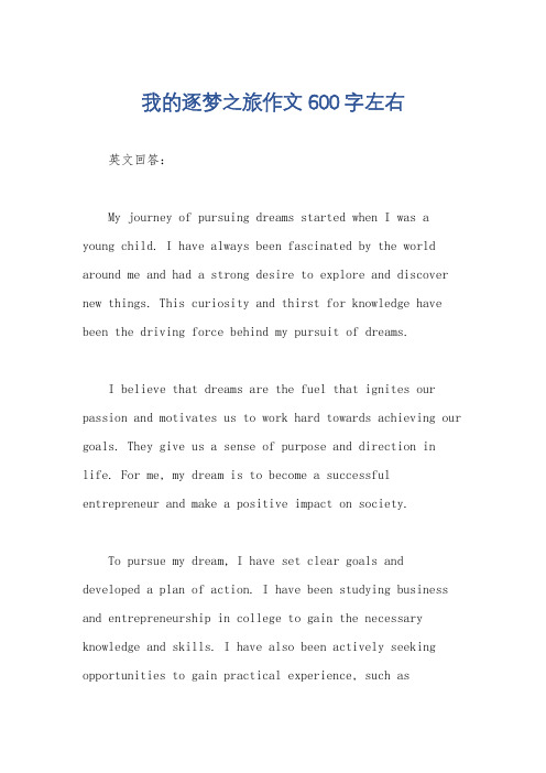 我的逐梦之旅作文600字左右