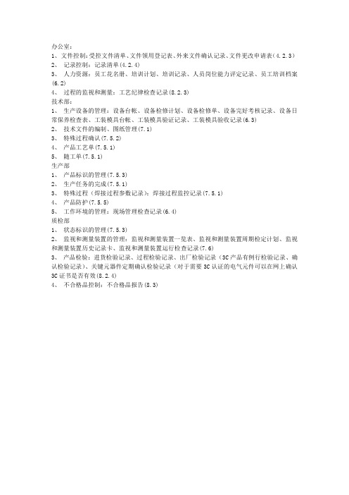 ISO认证需要审核的资料文件