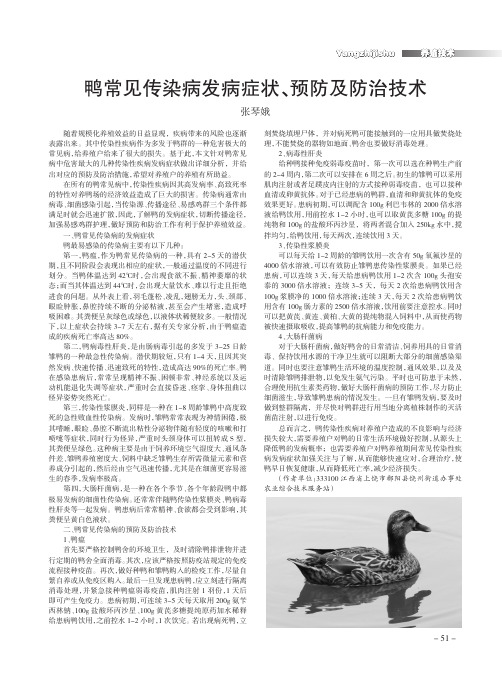 鸭常见传染病发病症状、预防及防治技术
