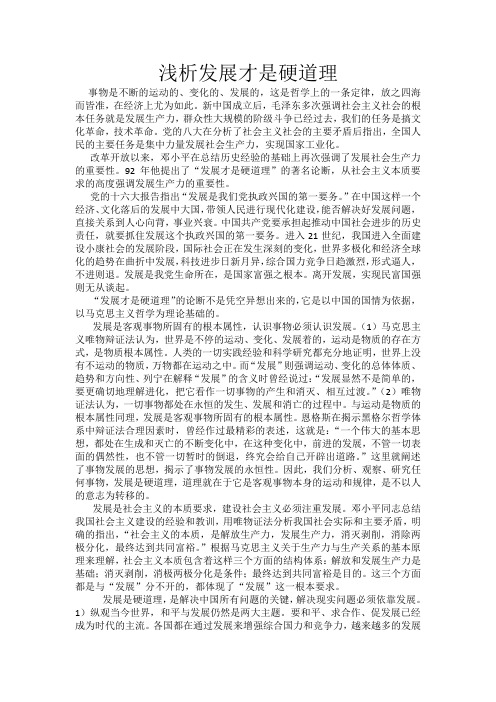 浅析发展才是硬道理