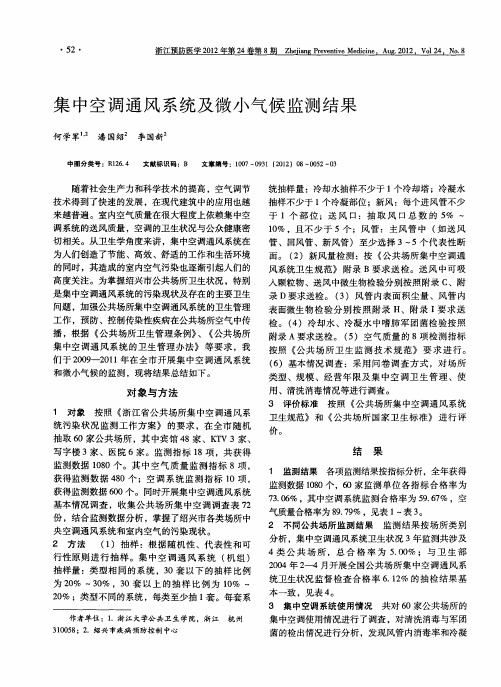 集中空调通风系统及微小气候监测结果