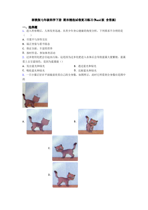 浙教版七年级科学下册 期末精选试卷复习练习(Word版 含答案)