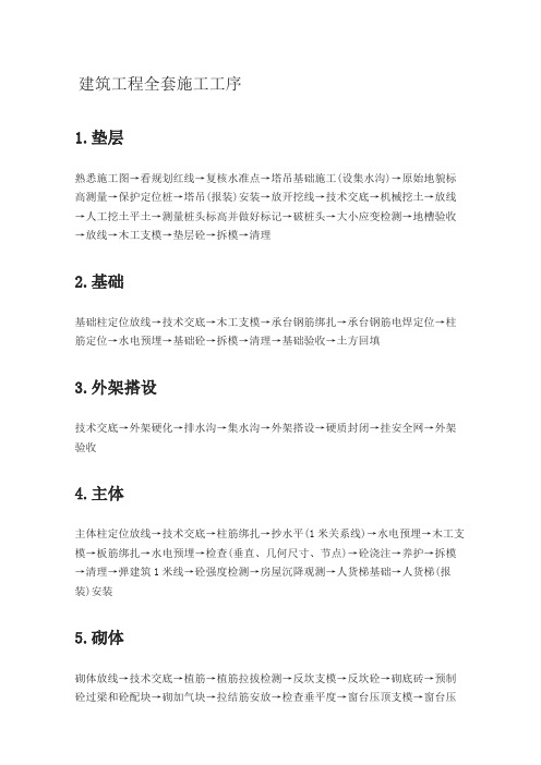 建筑工程全套施工工序