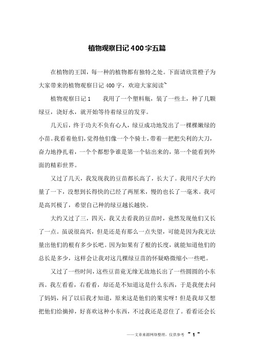 植物观察日记400字五篇