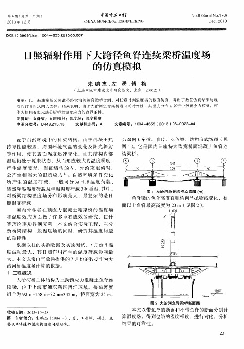 日照辐射作用下大跨径鱼脊连续梁桥温度场的仿真模拟