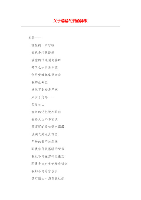关于爸爸的爱的诗歌