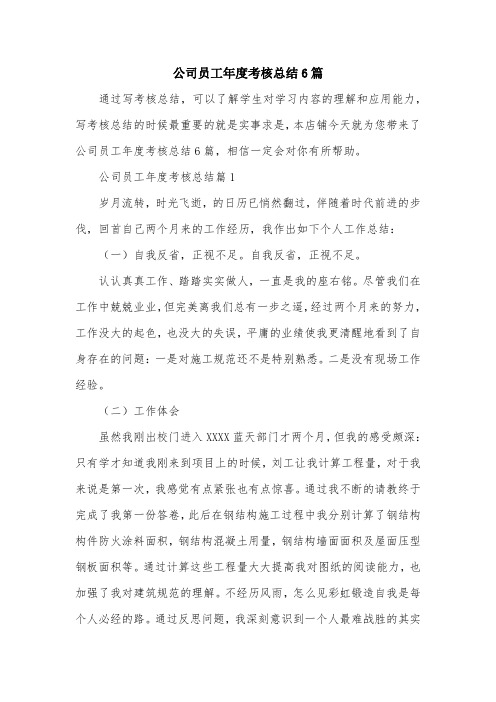 公司员工年度考核总结6篇