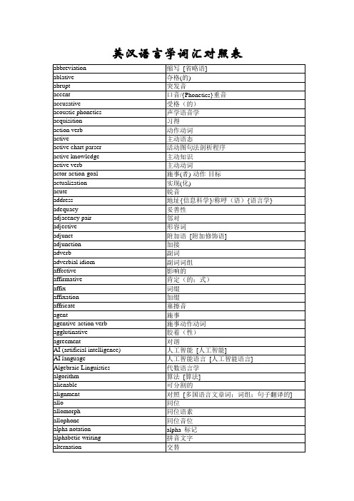 (完整版)英汉语言学词汇对照表