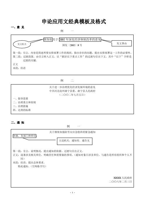 申论应用文模板格式(经典+万能)