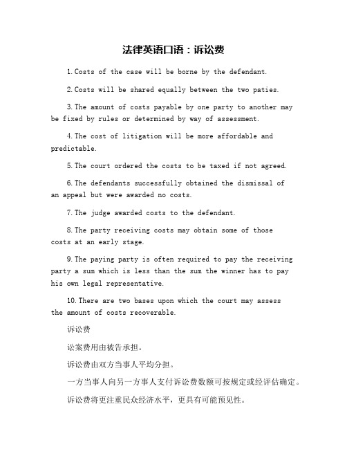 法律英语口语：诉讼费