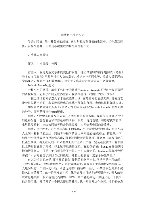 同情是一种美作文