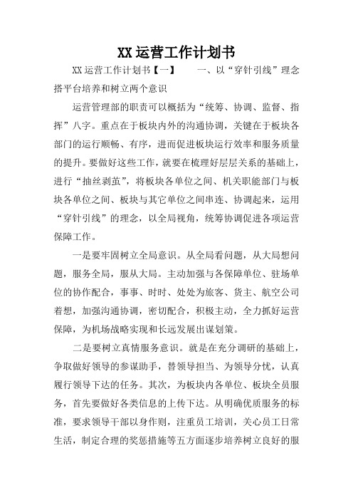 XX运营工作计划书