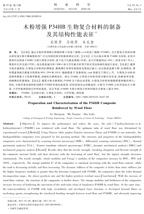 木粉增强P34HB生物复合材料的制备及其结构性能表征