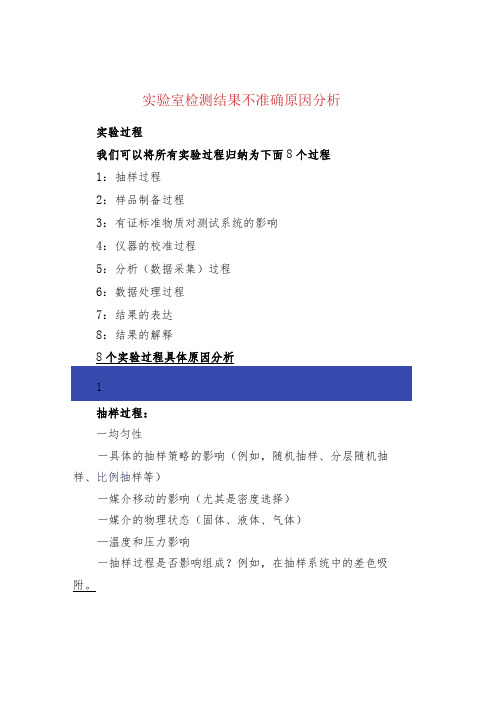 实验室检测结果不准确原因分析