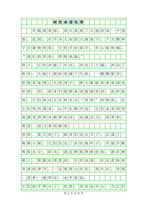 2019年树的承诺优秀作文500字