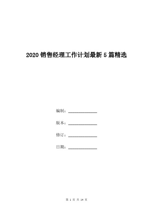 2020销售经理工作计划最新5篇精选.doc