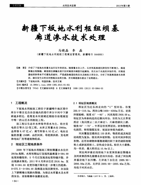 新疆下坂地水利枢纽坝基廊道渗水技术处理