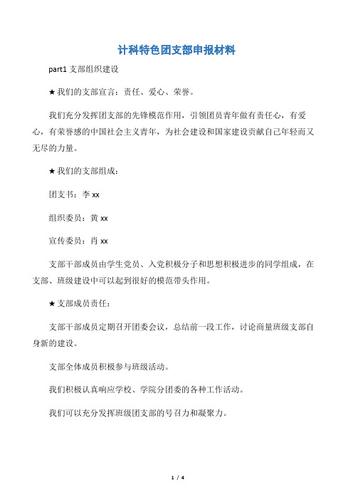 【申报材料】计科特色团支部申报材料