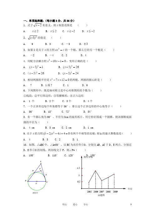 九年级数学 精品基础达标练习5 新人教版