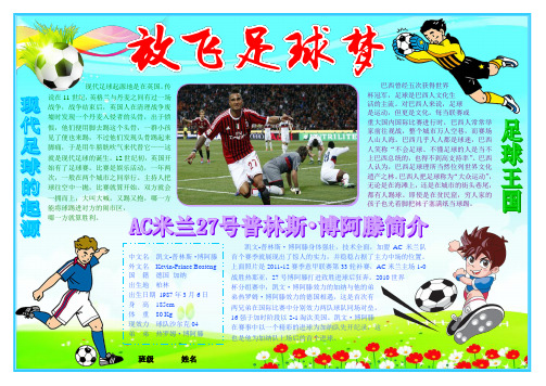 中国足球梦圆小报 放飞足球梦  A4横排 电子小报手抄报word模板