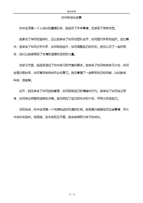 初中成长小故事300字初中综合素质评价