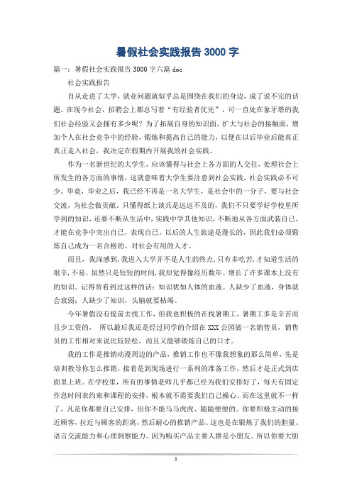 暑假社会实践报告3000字
