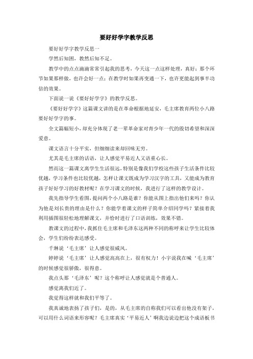 心得体会-要好好学字教学反思 精品