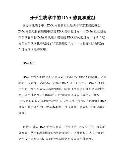 分子生物学中的DNA修复和重组