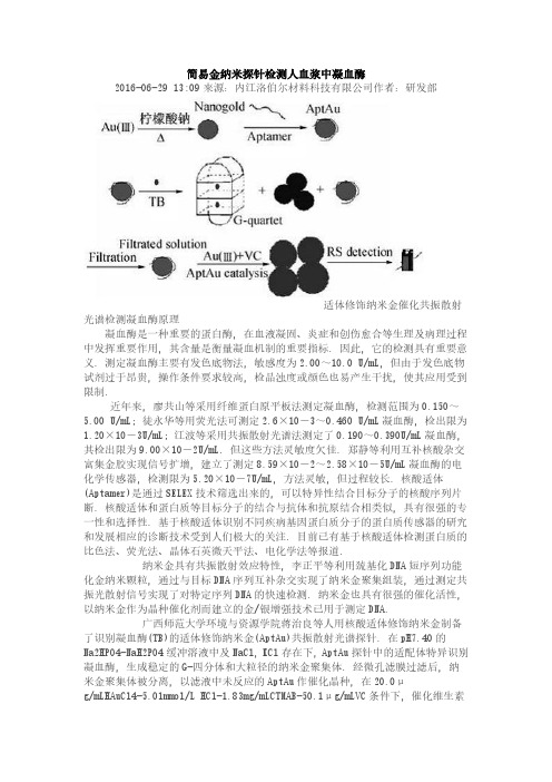 简易金纳米探针检测人血浆中凝血酶