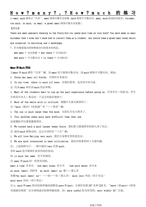 12、How many , How much的练习