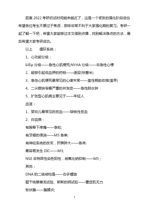 2022考研西医综合：循环系统的常考知识点