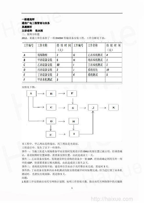 一级建造师-通信与广电-真题讲解5
