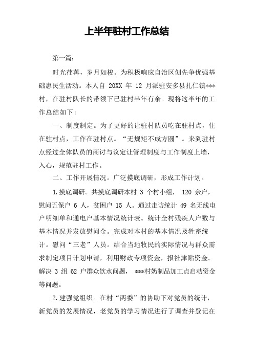 上半年驻村工作总结