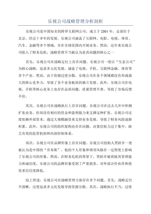 乐视公司战略管理分析剖析