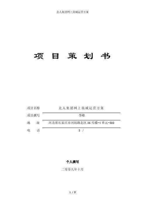 北人集团网上商城运营方案