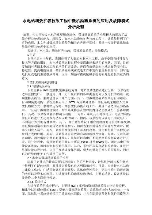 水电站增效扩容技改工程中微机励磁系统的应用及故障模式分析处理