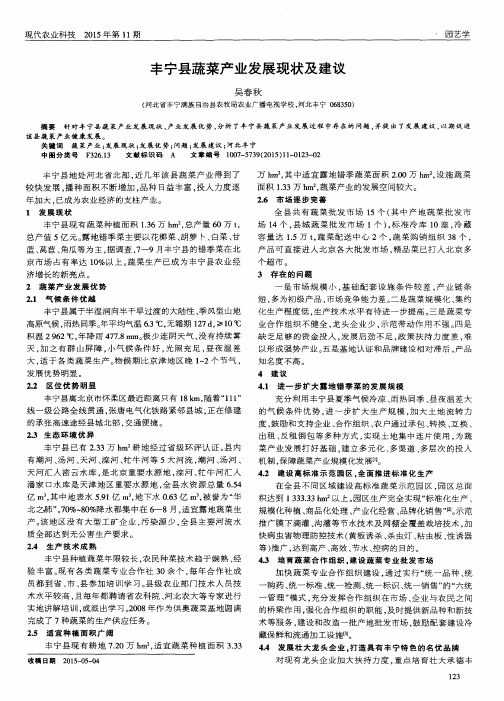 丰宁县蔬菜产业发展现状及建议
