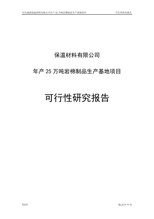 年产25万吨岩棉制品生产基地项目可行性研究报告