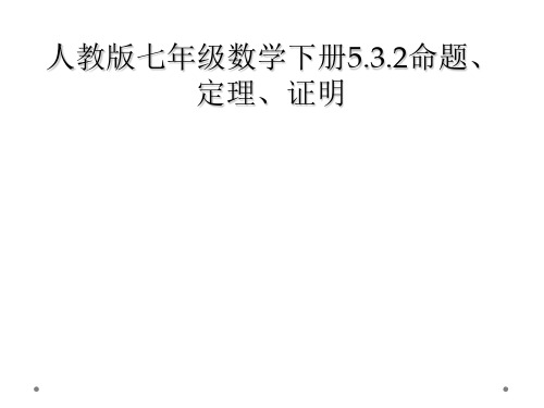 人教版七年级数学下册532命题定理证明