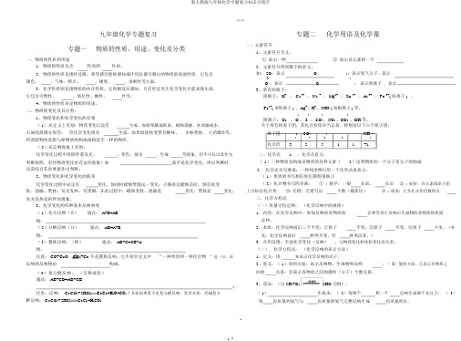 新人教版九年级化学专题复习知识点填空