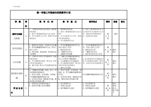 三年级上册综合实践计划表