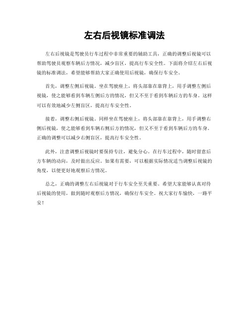 左右后视镜标准调法
