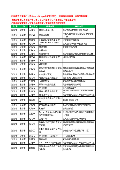 2020新版浙江省金华市体育用品工商企业公司商家名录名单联系电话号码地址大全581家