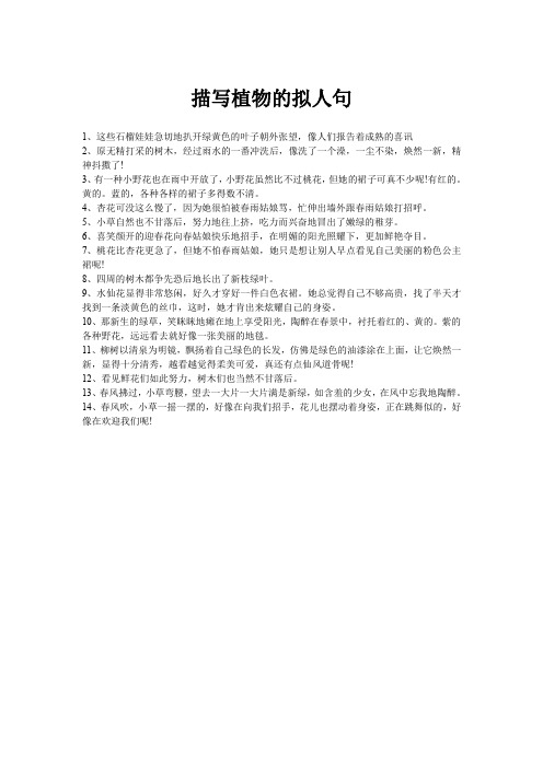 描写植物的拟人句