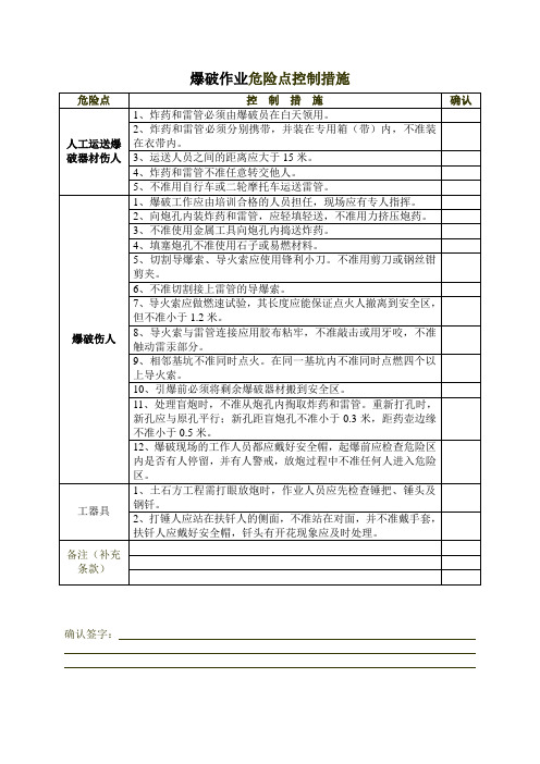 爆破作业危险点控制措施