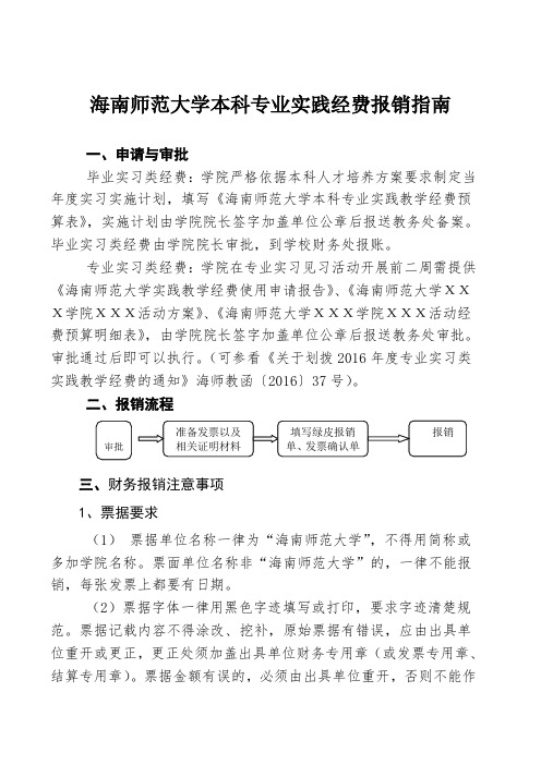 ()海南师范大学本科专业实践经费报销指南