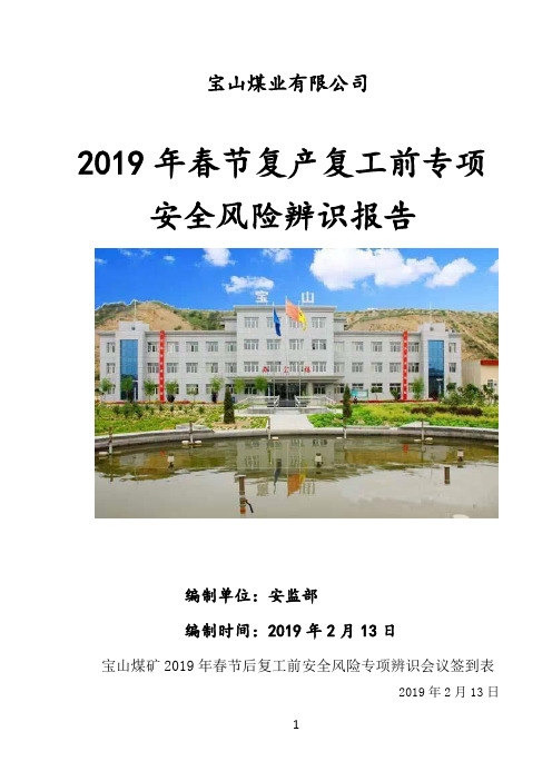 2019年春节后复工前专项辨识评估报告
