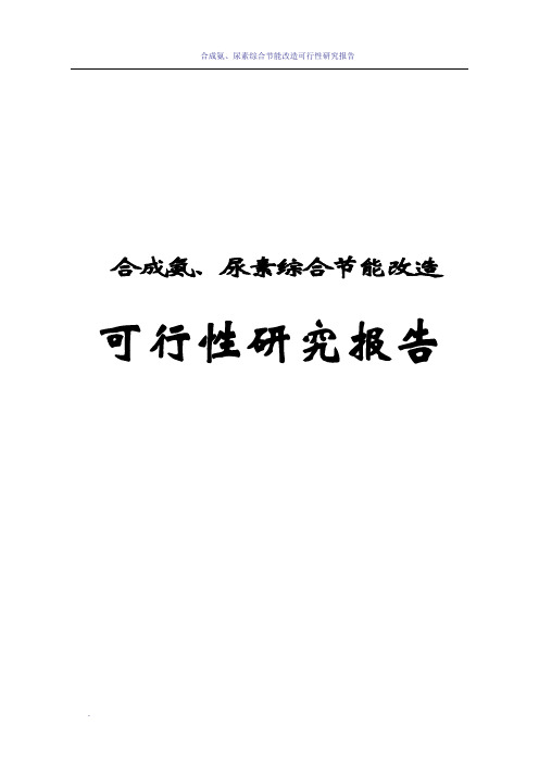 合成氨、尿素综合节能改造可行性研究报告